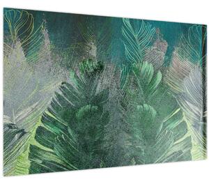 Kép - Beton textúra levelekkel (90x60 cm)