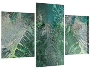 Kép - Beton textúra levelekkel (90x60 cm)