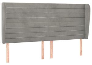 VidaXL Bársony Fejtámla Szárnyakkal - Világosszürke - 183x23x118/128cm
