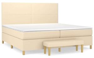 VidaXL Krémszínű Ágy 200x200 cm - Zsebrugós Matraccal és Padlólappal