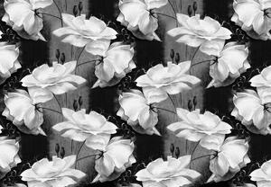 Fotótapéta - Virágmintás - fekete-fehér (152,5x104 cm)