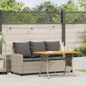 VidaXL 3 személyes szürke polyrattan kerti kanapé asztallal&párnával