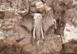 Fotótapéta - A sziklákba vésett elefánt - bézs (152,5x104 cm)