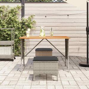 VidaXL szürke polyrattan akácfa lapos kerti asztal 105x75x72 cm
