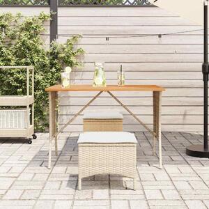VidaXL bézs polyrattan akácfa lapos kerti asztal 105x75x72 cm