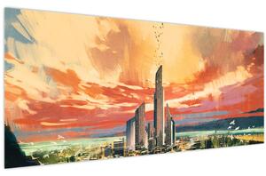 Kép - Festett város (120x50 cm)