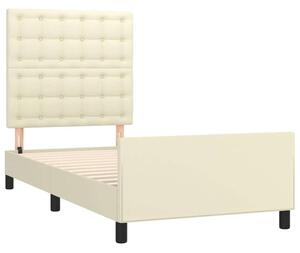 VidaXL krémszínű műbőr ágykeret fejtámlával 90x190 cm