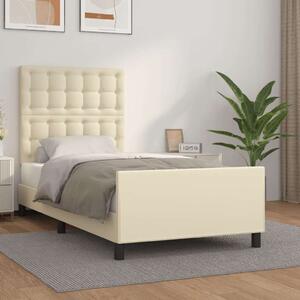 VidaXL krémszínű műbőr ágykeret fejtámlával 90 x 200 cm