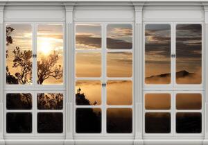 Fotótapéta - Kilátás a ködbe burkolt ablakból (152,5x104 cm)