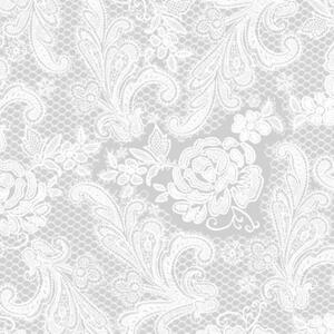 Lace Royal silver white papírszalvéta 33x33cm, 15db-os