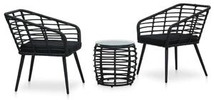 VidaXL Polyrattan Bisztrószett - 2 Szék + Asztal - Fekete