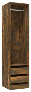 Füstös tölgy színű szerelt fa szekrény fiókokkal 50x50x200 cm