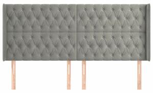 VidaXL világosszürke bársony fejtámla szárnyakkal 203x16x118/128 cm
