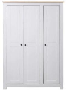 Fehér háromajtós panamafenyő ruhásszekrény 118 x 50 x 171,5 cm