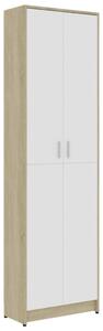 Fehér és sonoma-tölgy forgácslap előszobaszekrény 55x25x189 cm