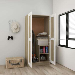 Fehér-sonoma színű forgácslap ruhásszekrény 82,5x51,5x180 cm