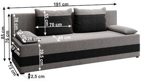 Szétnyitható kanapé, szürke/sötétszürke, PREMIUM