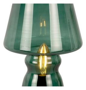 Glass sötétzöld üveg asztali lámpa, magasság 25 cm - Leitmotiv
