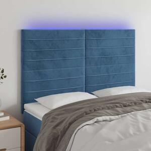 VidaXL sötétkék bársony LED-es fejtámla 144x5x118/128 cm