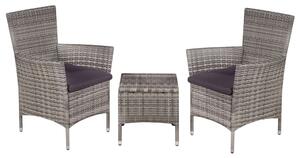 VidaXL 3 darabos szürke polyrattan bisztrószett