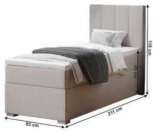 KONDELA Boxspring ágy, egyszemélyes, taupe, 80x200, jobbos, BRED