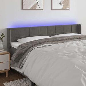 VidaXL sötétszürke bársony LED-es fejtámla 203 x 16 x 78/88 cm