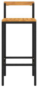 VidaXL - 4 db Bárszék - Fekete Polyrattan és Akácfa - Modern