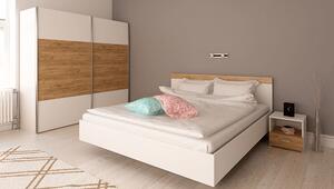 KONDELA Dupla ágy, 160x200, féher/artisan tölgy, GABRIELA