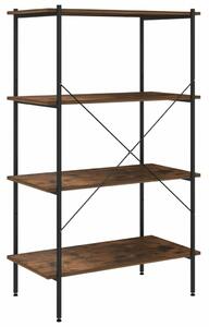 VidaXL fekete és sötét faszínű 4 szintes polcrendszer 80 x 40 x 130 cm