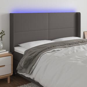 VidaXL LED-es Ágyfejtámla - Szürke Műbőr - 163x16x118/128cm