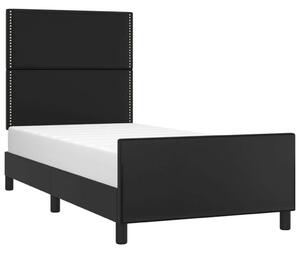 VidaXL Fekete Műbőr Ágykeret Fejtámlával - 100x200 cm