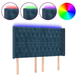 VidaXL sötétkék bársony LED-es fejtámla 163x16x118/128 cm