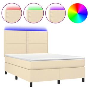VidaXL krémszínű szövet rugós és LED-es ágy matraccal 140x200 cm