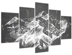 Kép - Hegyek illusztrációja (150x105 cm)