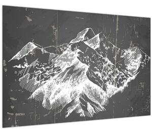 Kép - Hegyek illusztrációja (90x60 cm)