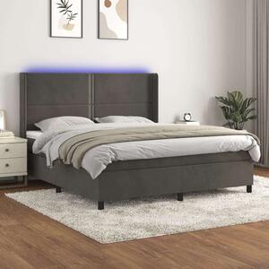 VidaXL sötétszürke bársony rugós és LED-es ágy matraccal 180x200 cm