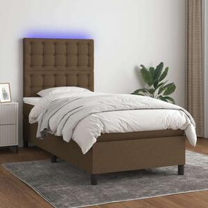 VidaXL barna szövet rugós és LED-es ágy matraccal 90x200 cm