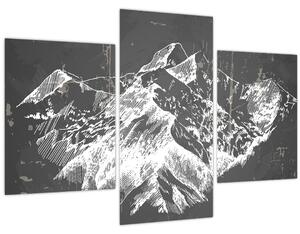 Kép - Hegyek illusztrációja (90x60 cm)