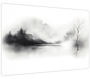 Kép - Tintafestmény tájkép (90x60 cm)