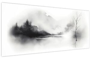 Kép - Tintafestmény tájkép (120x50 cm)