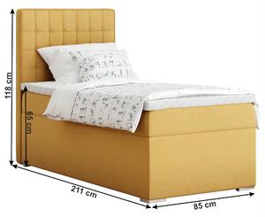 KONDELA Boxspring ágy, egyszemélyes, mustár színű, 80x200, balos, TERY