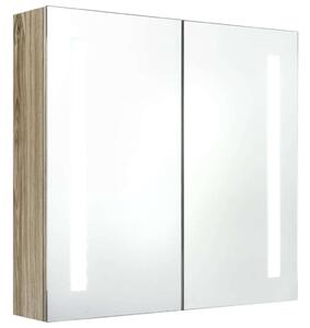 VidaXL tölgyszínű LED-es tükrös fürdőszobaszekrény 62 x 14 x 60 cm