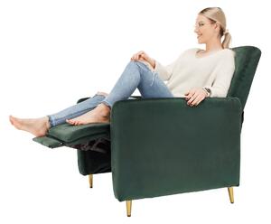 KONDELA Állítható relaxációs fotel, smaragd Velvet szövet, NAURO