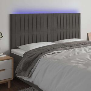 VidaXL Bársony Ágytámlá - LED-es - 180x128cm - Sötétszürke