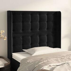 VidaXL fekete bársony fejtámla szárnyakkal 93x16x118/128 cm