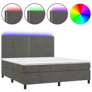 VidaXL sötétszürke bársony rugós és LED-es ágy matraccal 180x200 cm