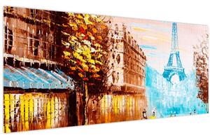 Kép - Esős idő és az Eiffel-torony (120x50 cm)