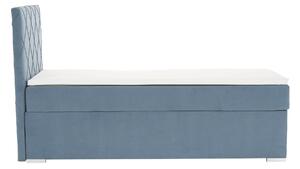 KONDELA Boxspring ágy, egyszemélyes, kék, 90x200, balos, PAXTON