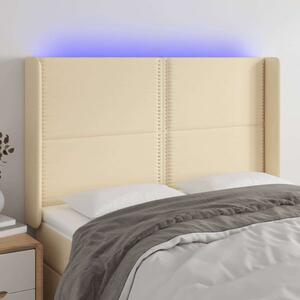 VidaXL krémszínű szövet LED-es fejtámla 147x16x118/128 cm