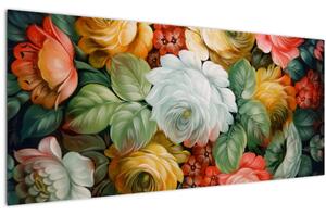 A festett virágcsokor képe (120x50 cm)